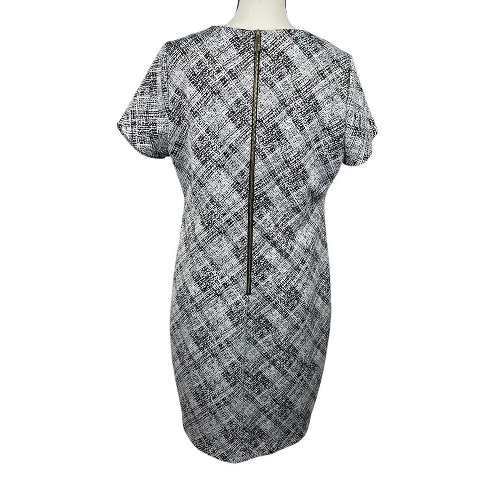 Calvin Klein Women’s Sheath Dress Size 12 Black White Short Sleeve Zip Back - Picture 6 of 10